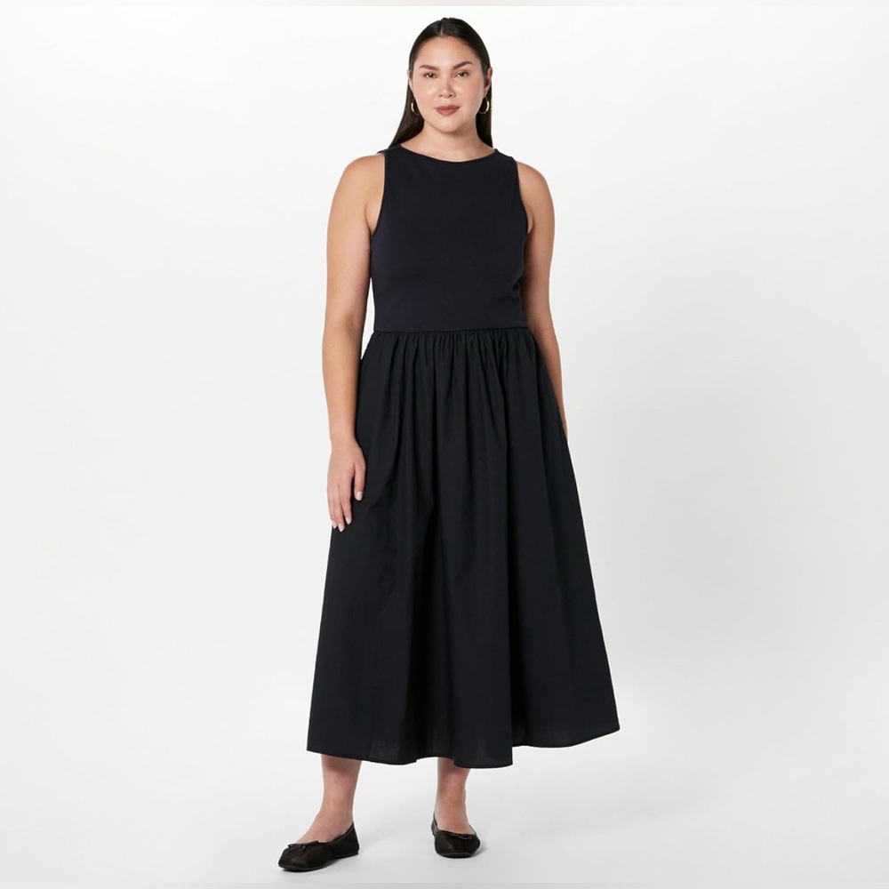 The Drop Women's Dia Dress with Pockets Black Midi Tank Dress Size 3x